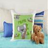 CreaDesign Personalized Children's Cushion 40 x 40 cm with Name, Feather Filling, Koala Boy Motif, Pink Back view 3
