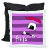 CreaDesign Personalized Kids' Cushion 40 x 40 cm, Purple Monster, Black Back view 1