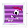 CreaDesign Personalized Kids' Cushion 40 x 40 cm, Purple Monster, Black Back view 2