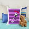 CreaDesign Personalized Kids' Cushion 40 x 40 cm, Purple Monster, Black Back view 3