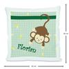 CreaDesign Children's Pillow 40 x 40 cm, Personalized with Name, Green Monkey Design, Purple Back view 2