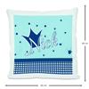 CreaDesign Children's Pillow 40 x 40 cm, Personalized with Name, Feather-Filled Decorative Pillow for Children's Room, Prince/Princess Motif, Light Blue/Blue, Blue Back view 2