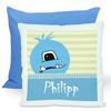 CreaDesign Personalized Kids' Cushion, 40 x 40 cm, Light Blue Monster view 1