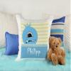 CreaDesign Personalized Kids' Cushion, 40 x 40 cm, Light Blue Monster view 3