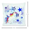 CreaDesign Children's Pillow 40 x 40 cm, Personalized with Name, Unicorn and Blue Stars, Black Back view 2