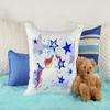 CreaDesign Children's Pillow 40 x 40 cm, Personalized with Name, Unicorn and Blue Stars, Black Back view 3