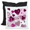 CreaDesign Personalized Children's Cushion, 40 x 40 cm, Heart Blackberry, Black Back view 1