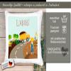 CreaDesign Children's Pillow 40 x 40 cm, Personalized with Name, Construction Site Design, Pink Back view 4