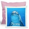 CreaDesign Personalized Children's Cushion 40 x 40 cm, Dolphin, Pink Back view 1