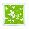 CreaDesign Personalized Children's Cushion 40 x 40 cm with Name, Green Butterfly, Pink Back view 2