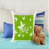 CreaDesign Personalized Children's Cushion 40 x 40 cm with Name, Green Butterfly, Pink Back view 3