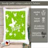 CreaDesign Personalized Children's Cushion 40 x 40 cm with Name, Green Butterfly, Pink Back view 4