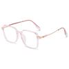 KOOSUFA Square Anti-Blue-Light Reading Glasses for Women and Men, Lightweight, Clear Pink, +4.0 view 1
