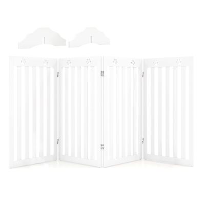 GYMAX 90 cm High Pet Gate, 4-Piece Flexible Barrier with 2 Support Feet, Dog Gate for Doors, Stairs & Kitchen