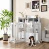 GYMAX 90 cm High Pet Gate, 4-Piece Flexible Barrier with 2 Support Feet, Dog Gate for Doors, Stairs & Kitchen view 2