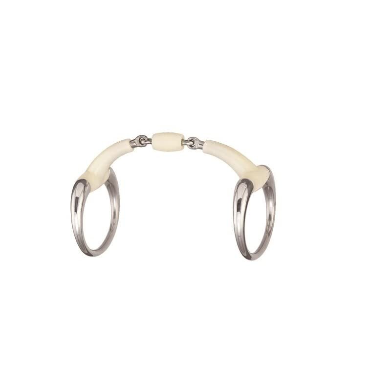 Soyo Happy Mouth Eggbutt Bit for Horses, Round Rings, Contoured, Double-Jointed with Roller