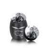 MunkiMix Personalized Small Cremation Ash Holder Stainless Steel Urn with Birthstone Engraving, Photo/Text, for Pet or Human Ashes Memorial (Black & Wing + Fixed Text, Black-and-White) view 1