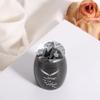 MunkiMix Personalized Small Cremation Ash Holder Stainless Steel Urn with Birthstone Engraving, Photo/Text, for Pet or Human Ashes Memorial (Black & Wing + Fixed Text, Black-and-White) view 2