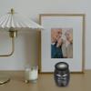 MunkiMix Personalized Small Cremation Ash Holder Stainless Steel Urn with Birthstone Engraving, Photo/Text, for Pet or Human Ashes Memorial (Black & Wing + Fixed Text, Black-and-White) view 4
