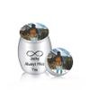 MunkiMix Personalized Mini Stainless Steel Cremation Urn with Birthstone, Photo and Text Engraving view 1