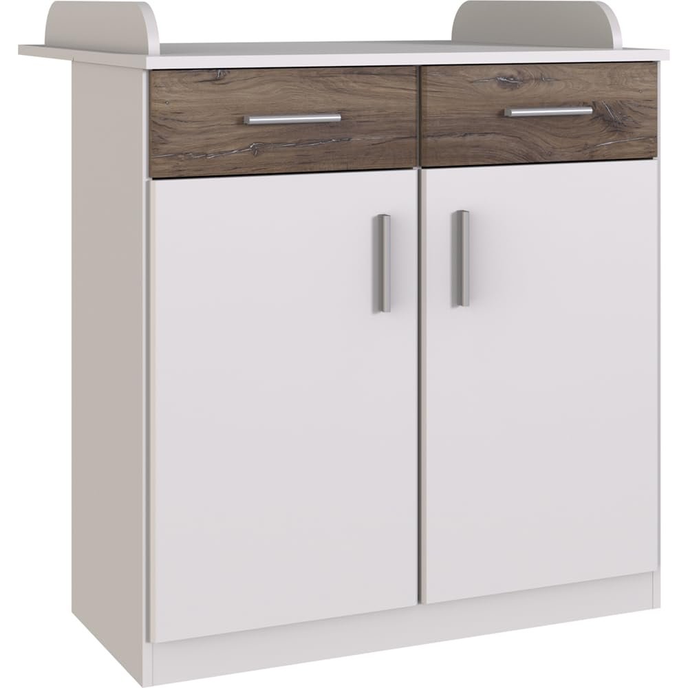 Lomadox Changing Dresser, Convertible, White/Flagstaff Oak, 91 x 101 x 75 cm
