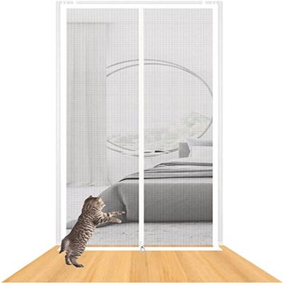 Pet Screen Door 120 x 220 cm, Heavy-Duty Mesh with Double Zipper