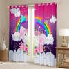 Rainbow Curtains for Kids, Cute Elephant Room-Darkening Curtains, 55 W x 69 L in, Cartoon Animal Galaxy Window Curtains, 2 Panels view 2