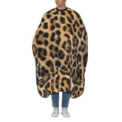 Rough Leopard Print Haircut Cape, Waterproof Unisex Salon Cape, Adjustable Neck, White/Lush Garden, One Size