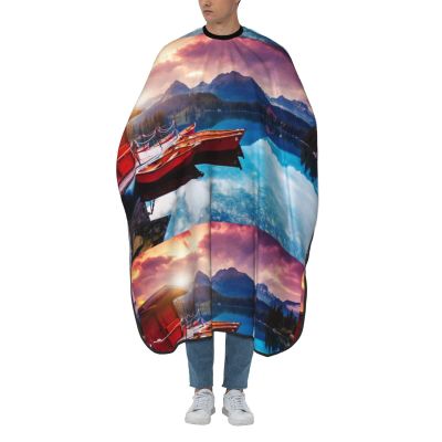 VUCEMI Scenic Lake Printed Haircut Cape, Waterproof, Adjustable Neck, White, One Size