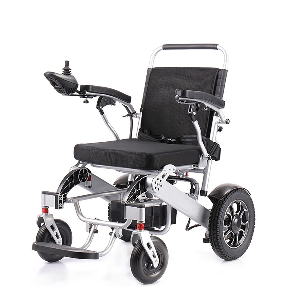 Lightweight Foldable Electric Wheelchair, Portable Travel Chair, Black