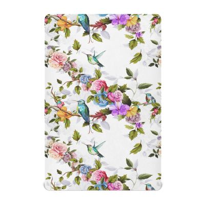 Fitted Crib Sheet for Babies and Toddlers, Soft and Breathable, Hummingbird and Rose Design, 39.1 x 27 in