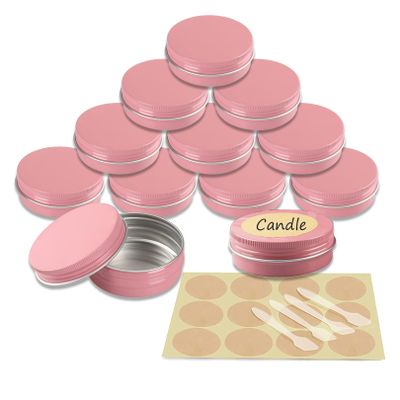 YANCAER 100-Pack 60 mL Pink Aluminum Tins, 68 mm x 27 mm, Screw-Top Lids