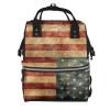 Manluu Printed Diaper Backpack with Vintage Flag, Black view 1