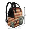 Manluu Printed Diaper Backpack with Vintage Flag, Black view 2