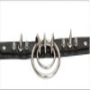 Wambere Gothic Punk Leather Choker with O-Ring and Spikes, Rose Red view 4