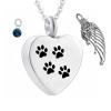 ZEZILE Angel Wing Memorial Ash Urn Necklace with Heart, Pet Paw Print and Birthstone view 1