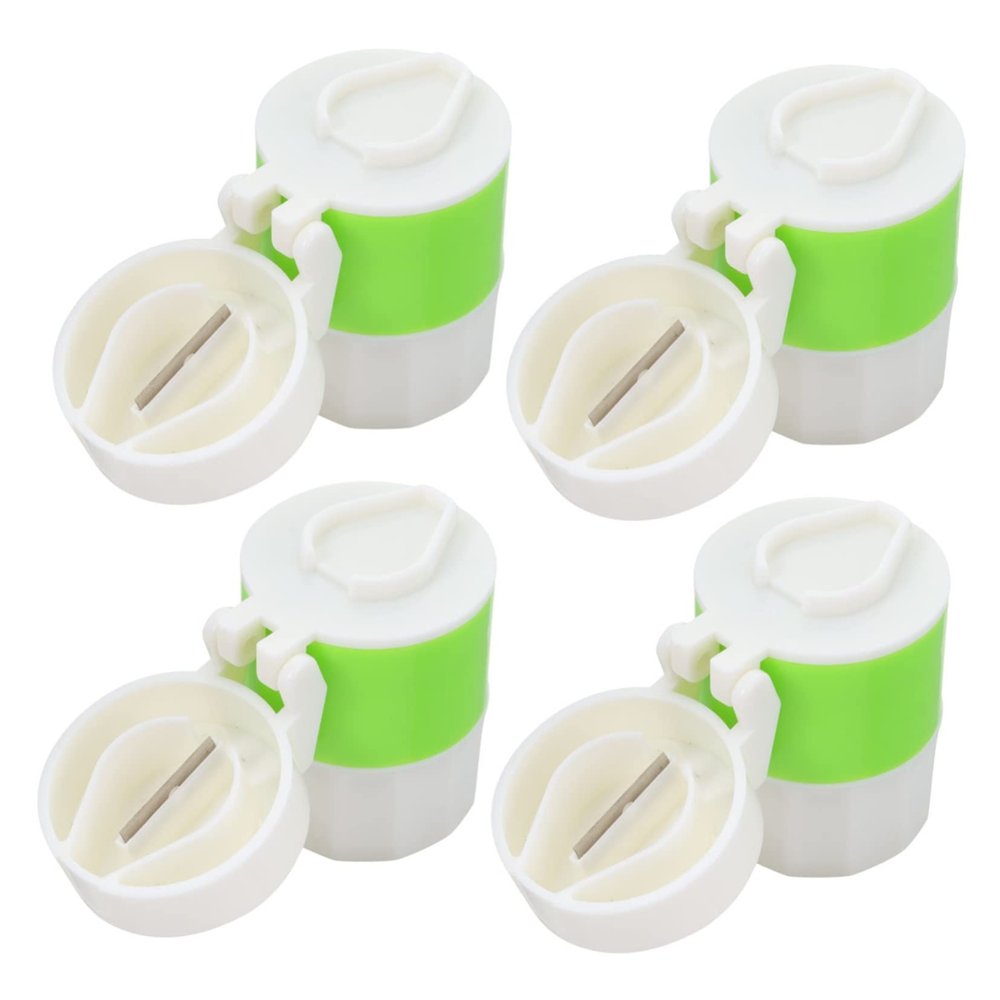 4-Piece Plastic Pill Splitters, Blue, for Home and Travel
