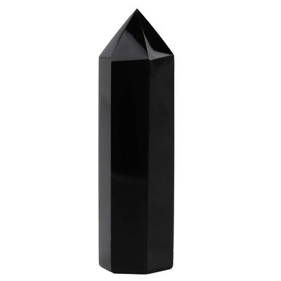 Natural Black Obsidian Hexagonal Crystal Wand