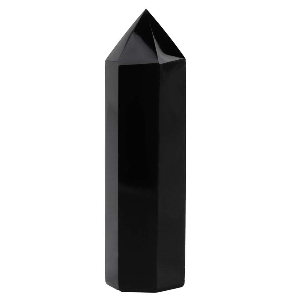 Natural Black Obsidian Hexagonal Crystal Wand