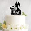 Funlucy Personalized Wedding Cake Topper with Bride and Groom Silhouette view 1