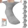 Bulinlulu Bamboo Viscose Diabetic Socks, 6 Pairs, Non-Binding Ankle Socks, Reinforced Toes, Gray, Large view 1