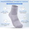 Bulinlulu Bamboo Viscose Diabetic Socks, 6 Pairs, Non-Binding Ankle Socks, Reinforced Toes, Gray, Large view 3