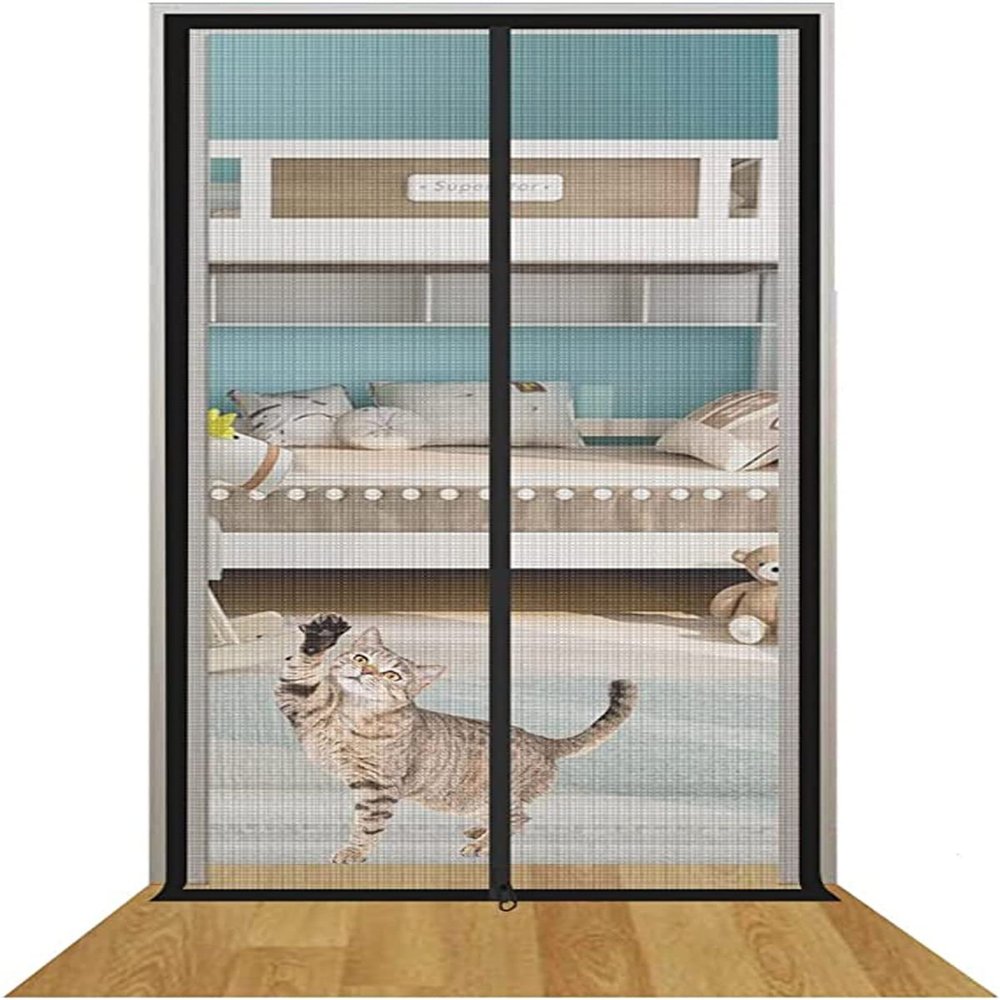 Pet Screen Door, 130 x 220 cm, Reinforced Cat-Resistant Mesh with Zipper