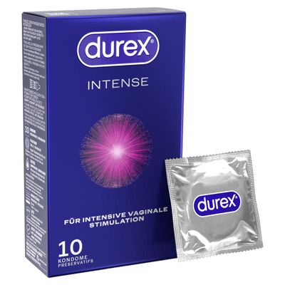 Durex Intense Condoms, Ribbed & Dotted with Desirex Gel, 20 Count (2 x 10)