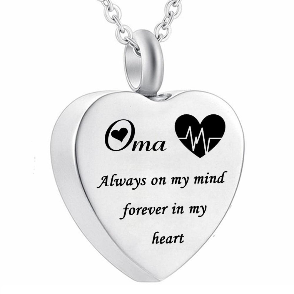 ZEZILE ECG Pendant Cremation Urn Jewelry, Dad Always in My Head, Forever in My Heart Memorial Ashes Necklace