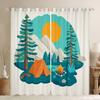 Happy Camping Blackout Curtains, Tent, Moon, Trees and Mountain Print, 2 Panels, M view 1