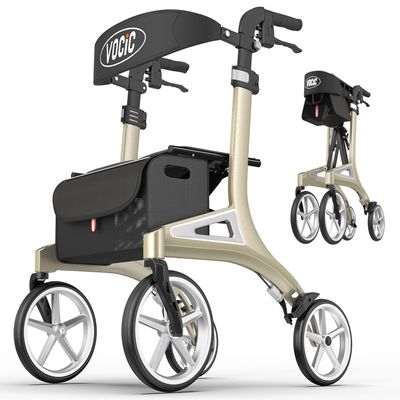 VOCIC Z71 Lightweight Folding Rollator with Seat, Waterproof Aluminum Walker