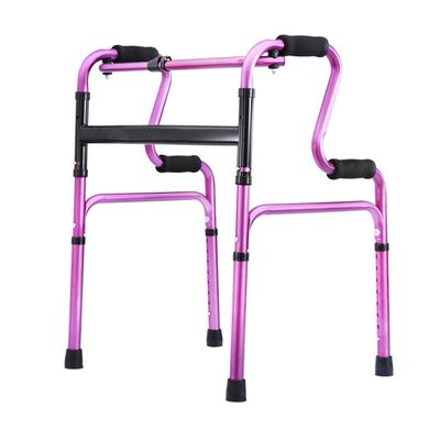 TRFAN Comfortable Lightweight Foldable Walker for Seniors, 8-Level Height Adjustment, 418 lb Capacity, Silver/Purple