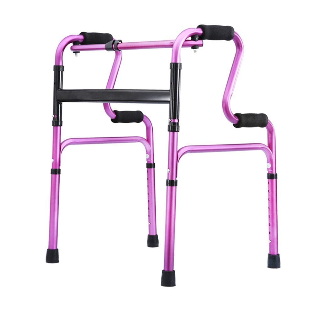 TRFAN Comfortable Lightweight Foldable Walker for Seniors, 8-Level Height Adjustment, 418 lb Capacity, Silver/Purple