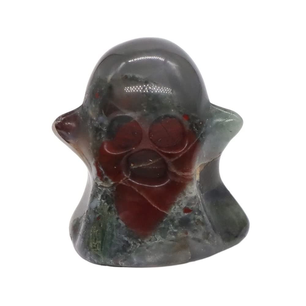 HXSCOO 1.5-Inch Halloween Home Decor Ghost Statue, Natural Rose Quartz, Black Obsidian, Healing Crystal Stone Ornament, Gemstone Gift (Blood Stone, 5 Pieces)